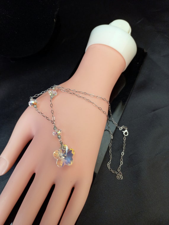 Simple necklace in solid 925 silver Swarovski typ… - image 2