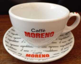 Rare  Very large milk cup Cappuccino cup Coffee cups Collectible  MPAN Caffe Moreno Cup with saucer The true Neapolitan espresso Espresso