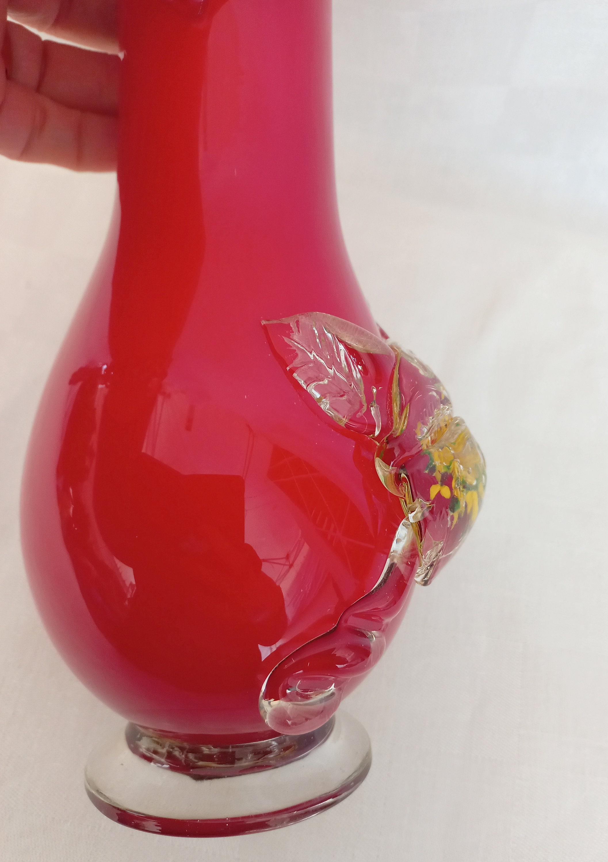 Murano Glass Flower Vase, Red Floral Amphora, Italian Decor - Etsy