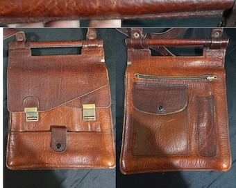 Borsa da uomo vintage anni '70 Borsa a tracolla double face Multi tasche Porta documenti Regalo per la festa del papà Regalo per uomo Borsa e accessori vintage