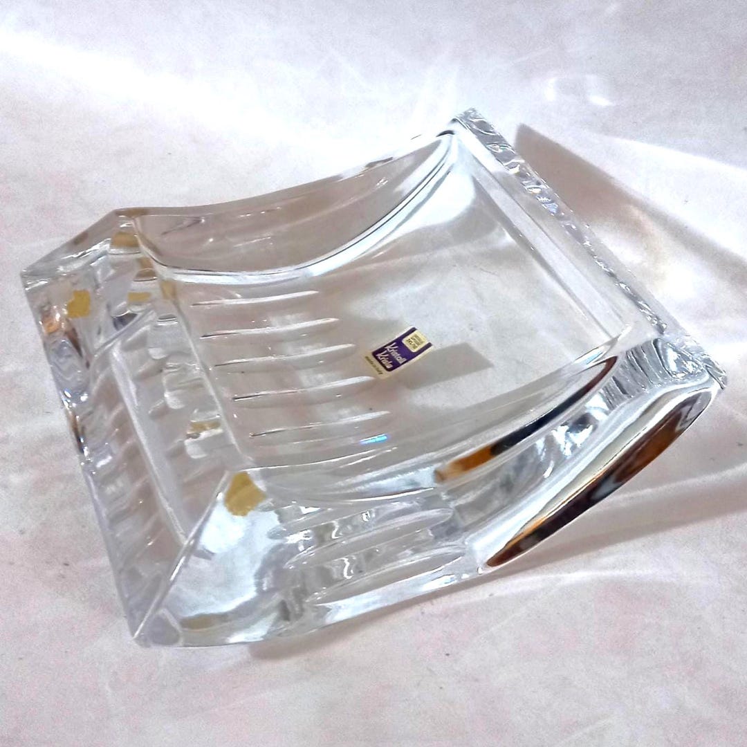 Large Vintage 70's Heavy Crystal Ashtray Gift Items Smoking Items Art ...