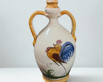 Rare Early 1900s Terracotta vase with two handles Antique wine or water jug Ancient Italian pottery Collectible vases Terracotta amphora