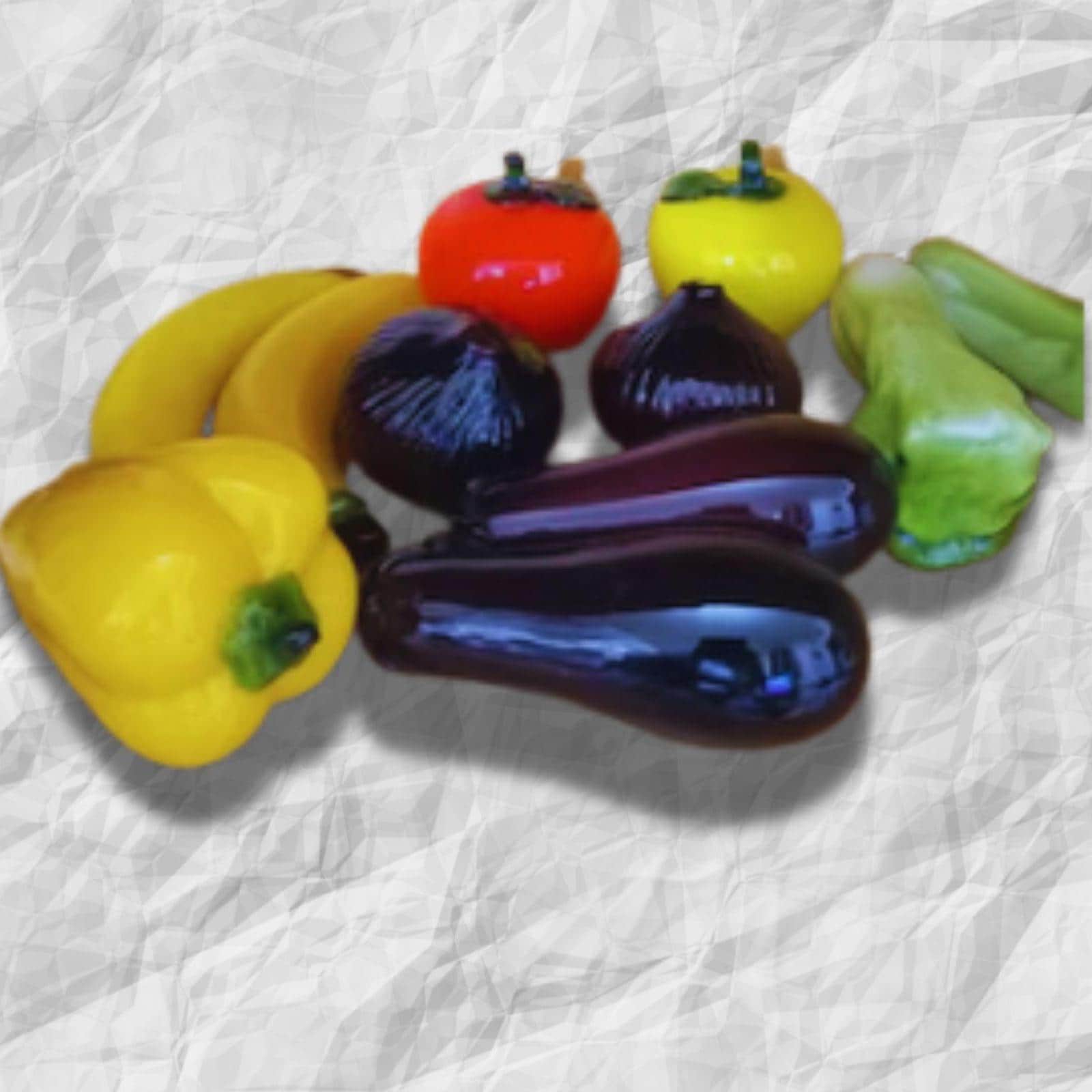 ムラーノガラス 1970年代 イタリアの果物と野菜 彫刻ガラス 野菜 赤