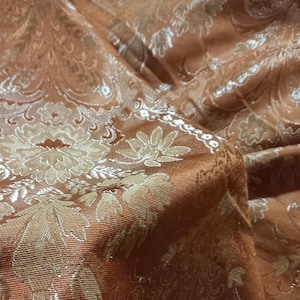 Large 260x240 cm Venetian Silk Brocade Brown Gold Antique Upholstery Fabric Venetian Silk Fabric Damask Italian Fabric Silk Panel