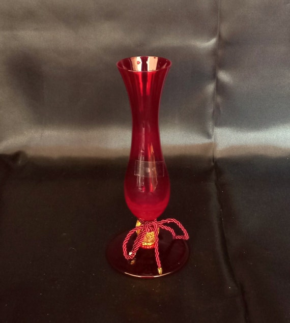 Nason&Moretti イタリア製 一輪挿し ムラーノガラス ガラス製花瓶 赤色