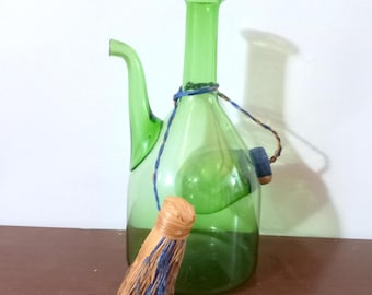 ヴィンテージ イタリア ワインボトル グリーンガラス デカンタ 花瓶