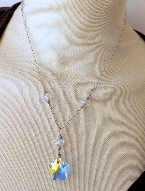 Simple necklace in solid 925 silver Swarovski typ… - image 5