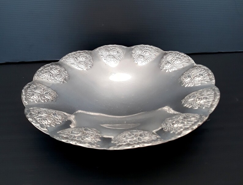 Vintage Italy Brass Silver Plated plate Made in Italy Upstand Etsy