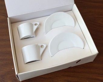 New Set of 2 cups  KERASTASE PARIS Special shape White porcelain Breakfast set Coffee cups Collectible Espresso coffee