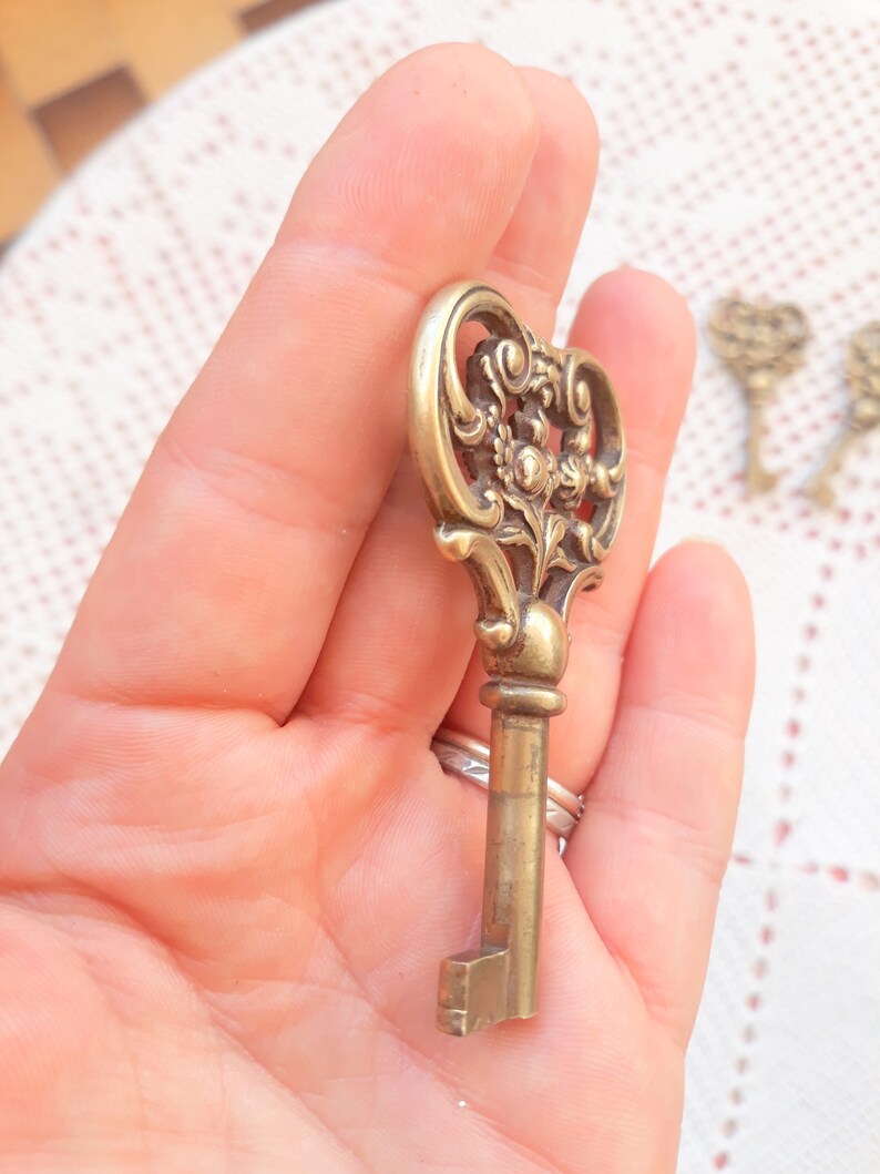 Brass key Rare Original 1950s Made in Italy Special shape Etsy