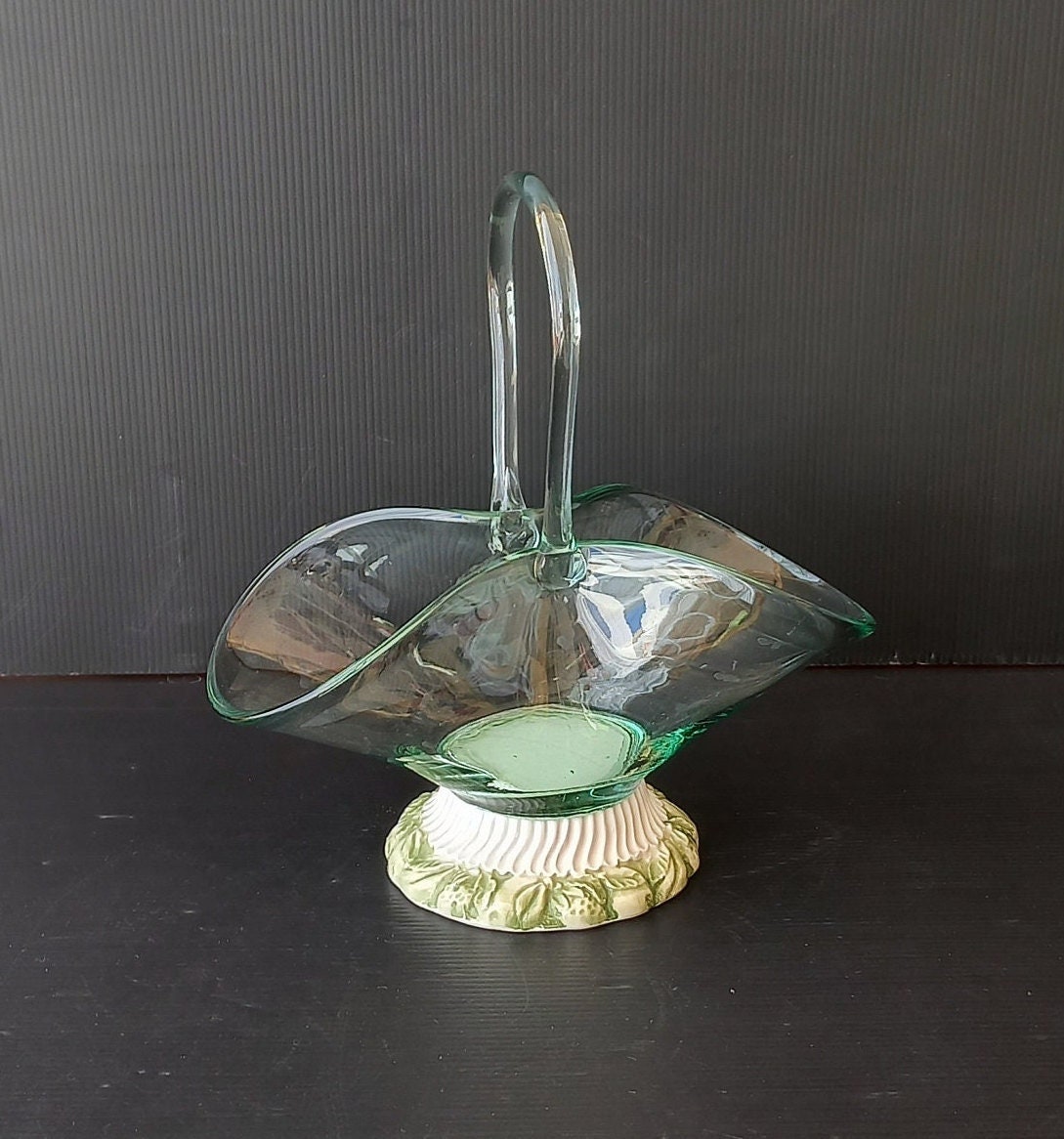 Art & Collectibles Glass Art Rare antique blown glass basket vase Rare