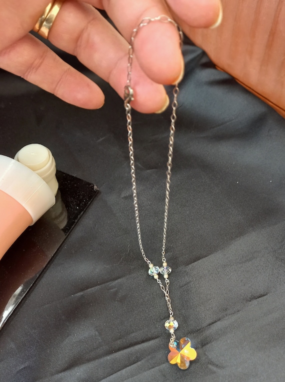 Simple necklace in solid 925 silver Swarovski typ… - image 9