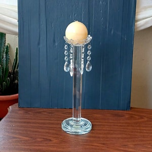 Candle Holder 14.5&quot; Bobeche Crystal Stick Crystal Drop Chain Crystal Candle Holder One Flame Crystal Candlestick Precious Crystals Wedding