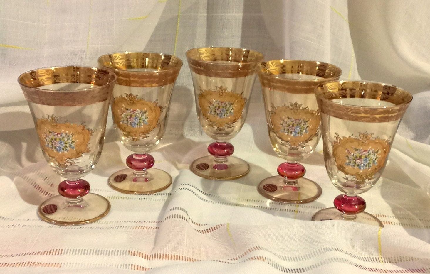 Hermosas Copas de Cristal Veneciano 🥰 - Porcelana Antigua