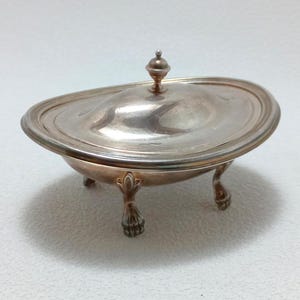 Raw Silver 800 Oval Bowl with Lid Silver Sugar Bowl 800 Silver Collectible Silver Miniatures Antique Silverware Vintage Italian Silverware