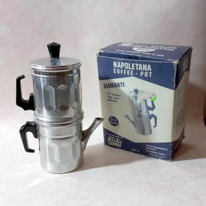 Old &quot;Ilsa&quot; Classic Neapolitan Coffee Maker 3-4Cups Collectible Vintage Aluminum Coffee Maker Moka Pot For Display Aluminum crockery and pots