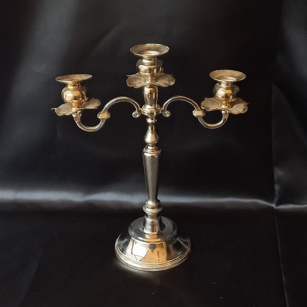 Rare Vintage Italy, 33 cm Large 3-arm candlestick Silver plated Victorian style Candle holder Home decor Vintage Christmas gift Table decor