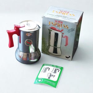 Grande caffettiera Nanni Super Espresso, moka da 12 tazze in acciaio inox 18/10, Made in Italy, nuova, fondo di magazzino, caffettiera vintage italiana con scatola.