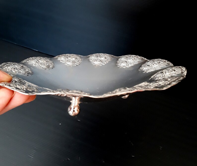 Vintage Italy Brass Silver Plated plate Made in Italy Upstand Etsy