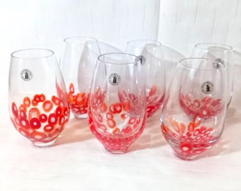 グラス 6 個セット「ミルフィオリ」ムリーネ付き - ムラーノ