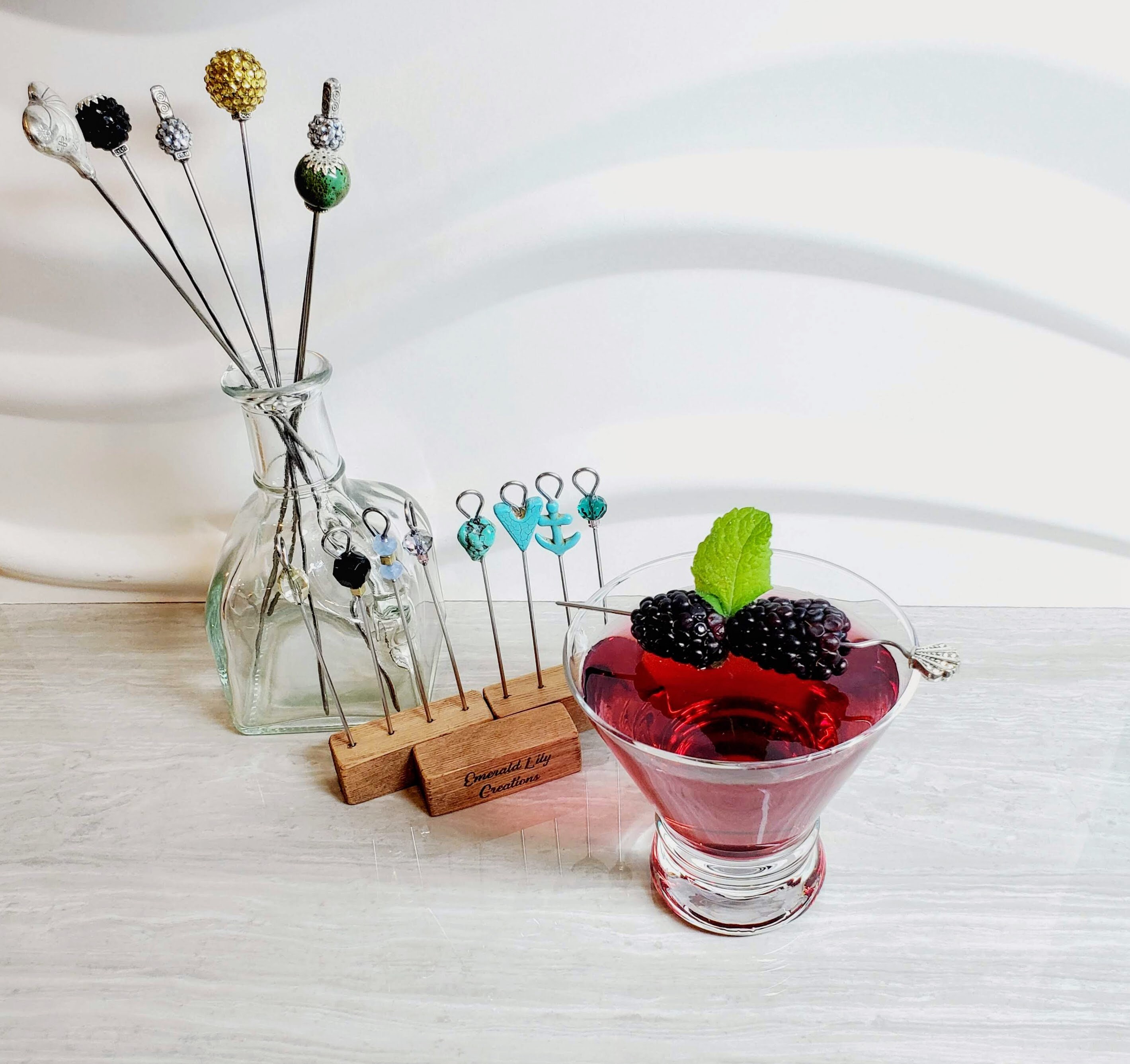 Silver Martini Picks, Metal Cocktail Picks, Appetizer Pick, Stir Stick