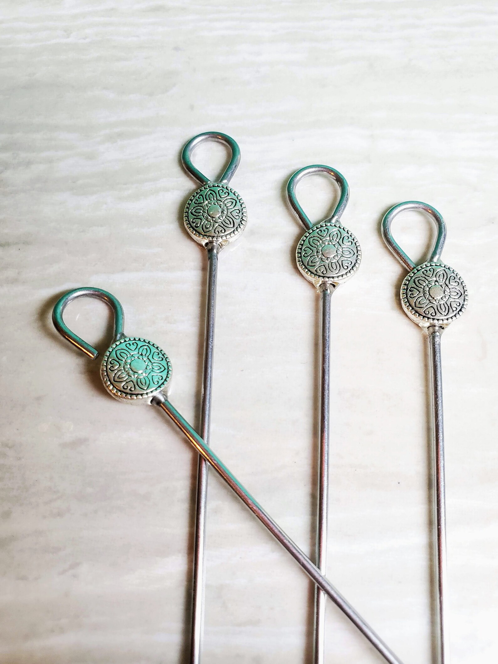 Silver Martini Picks, Metal Cocktail Picks, Appetizer Pick, Stir Stick