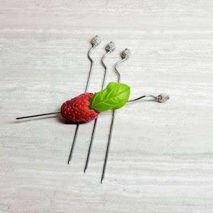 Silver Martini Picks, Cocktail Picks, Appetizer Food Pick, Stir Stick, Barware, Skewer, Food Grade Stainless Steel, Housewarming Gift Party