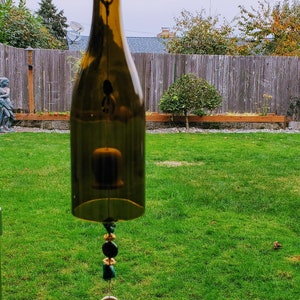 Upcycled Bottle Wind Chime - Glass Bottle Art - Gift - Garden Art - Home Decor - Repurposed Wine Alcohol Bottle