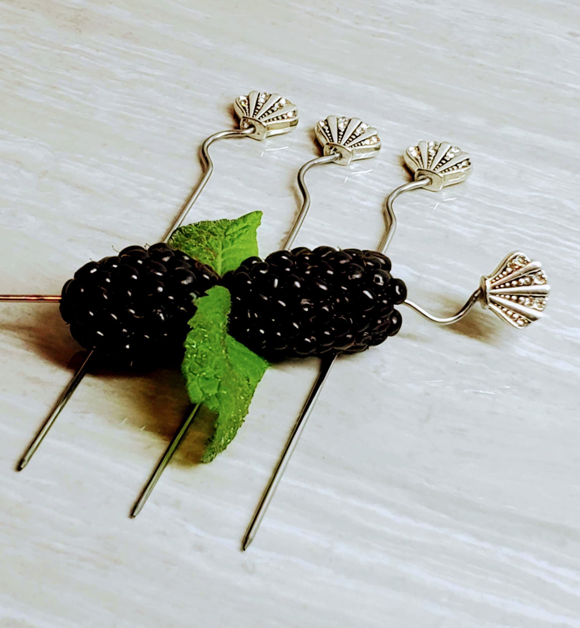 Seashell Martini Picks Silver Cocktail Picks Appetizer Food Etsy