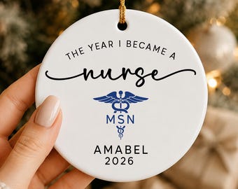 Personalised MSN Nurse Christmas Ornament, Nurse MSN Ornament, Nursing Nurse Christmas Gifts, New Nurse Gifts, Healthcare Worker Decoration