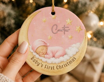 Personalized Baby’s First Christmas Ornament 2026, Custom Baby Name Ornament Keepsake, Newborn Baby Girl Boy Babies Gift, Pink Blue Ornament