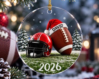 Football Christmas Ornament 2026, Football Ornament, Sport Hanging Keepsake, Football Gift for Sport Lovers Boys Kids Player Coaches Fans