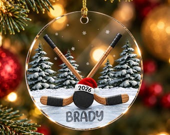 Ice Hockey Christmas 2026 Ornament, Ice Hockey Ornament for Player, Sports Christmas Decoration, Hockey Gift for Hockey Fan, Men, Women, Boy
