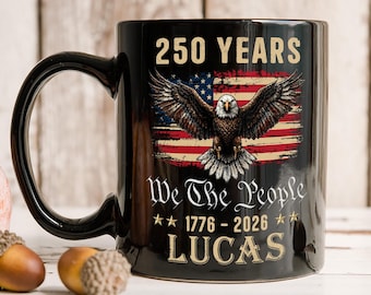 Personalized USA 250 Years Coffee Mug, We The People Patriotic Eagle American Flag Mug, 1776 2026 Freedom Gift for Men Dad Grandpa Veteran