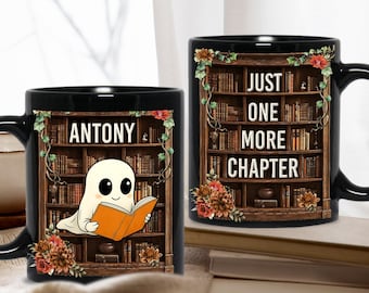 Reading Ghost Halloween Mug: Book Lover Gift