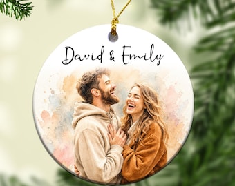 Personalized Photo Christmas Ornament, Custom Picture Ornament 2026, Couple Photo Ornament, Newlywed Mr Mrs Ornament, Family Gifts 2026