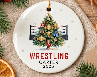 Personalized Wrestling 2026 Christmas Ornament, Custom Name Wrestling Christmas Ornament, Wrestler Gift, Sports Lovers Fans Holiday Keepsake
