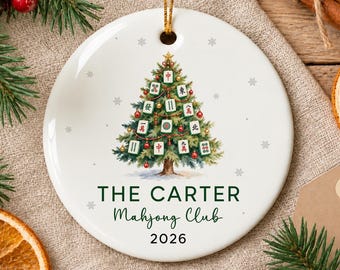 Personalized Mahjong Ornament 2026, Mahjong Club Christmas Tree Ornament, Game Night Keepsake, Mahjong Christmas Gift Holiday Decor Keepsake