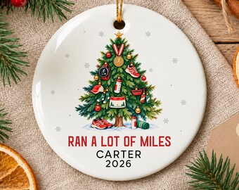 Personalized Running 2026 Christmas Ornament, Ran A Lot Of Miles Ornament, Gift for Runners, Custom Name Marathon Runner Christmas Keepsake
