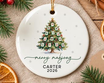 Personalized Mahjong 2026 Christmas Ornament, Merry Mahjong Ornament, Mah jongg Ceramic Ornament, Mahjong Player Gifts Holiday Keepsake