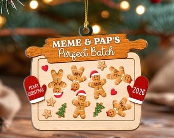 Personalized Gingerbread Christmas Ornament 2026, Grandparents Gingerbread Batch Ornament, Gingerbread Gift, Grandpa Grandma Christmas Gift