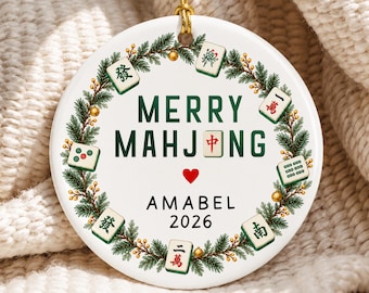 Personalized Mahjong Christmas Ornament 2026, Merry Mahjong Ornament, Mahjong Christmas Tree Decor Ornament, Mah jongg Ornament Keepsake