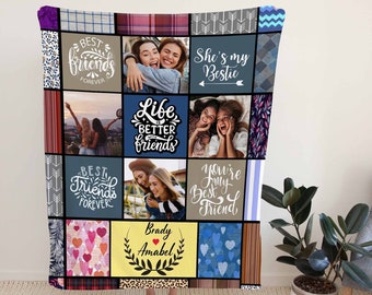 Custom Photo Blanket, Personalized Gift Ideas For Bestie, Gift Ideas For Bestfriend.