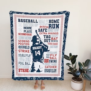 Custom Baseball Blanket, Personlized Gift Ideas For Baseball Player, Sport Art Print, Baseball&#39;s Lover Gift.