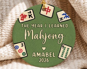 Personalized Mahjong 2026 Christmas Ornament, The Year I Learned Mahjong, Mah jongg Ceramic Ornament, Mahjong Player Gifts Holiday Keepsake