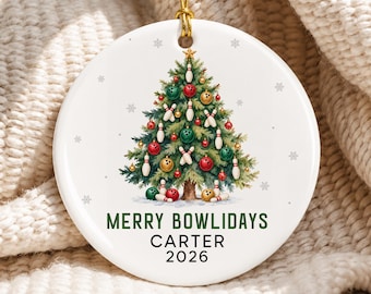 Personalized Bowling Christmas Ornament 2026, Merry Bowlidays, Bowling Ornament for Christmas Tree, Bowling Gift for Bowler Sport Fan Lover
