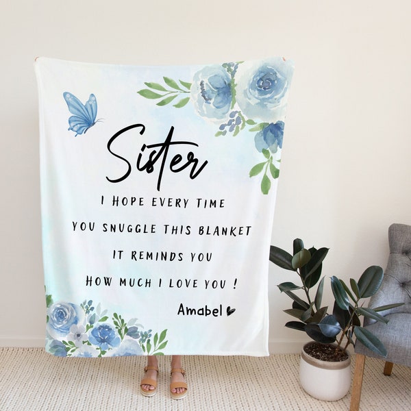 Personalized Gifts, Gifts For Women,Sister Flower Blanket,Sisters Gifts from Sister, Big Sister Little Sister Birthday Gifts, Custom Blanket