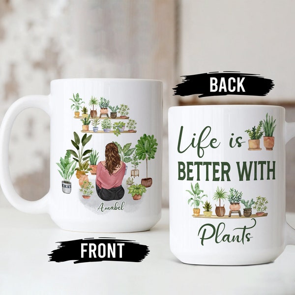 Personalized Mugs, Gifts For Plant Lovers, Life Is Better With Plants Mug, Plant Gifts For Women, Plant Lady Gifts, Plant Lovers Gift Ideas