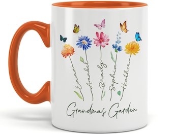 Grandma's Garden Mug: Personalized Floral Coffee Mug, Grandma Gift