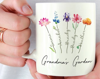 Cadeaux pour grand-mère, maman, jardin de grand-mère, idées cadeaux pour grand-mère, Gigi, tasse à café personnalisée, cadeaux de petits-enfants, cadeaux de fête des mères.